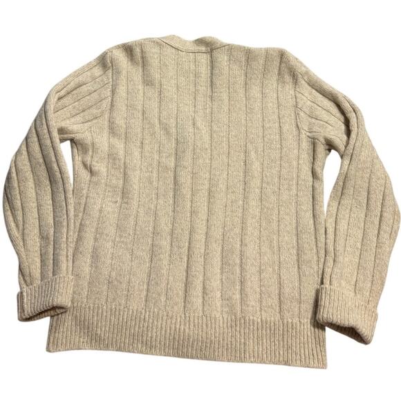 VTG London Fog Outdoors Unlimited Cardigan Sweater Grandpa Wool Mens Large Beige - Picture 6 of 8